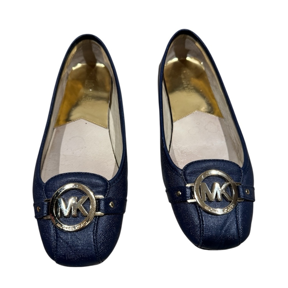 Michael Kors Dark Blue Doll shoes with Gold Accents